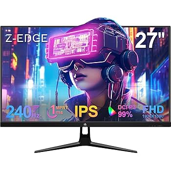 Amazon.com: Z-Edge 27 inch Gaming Monitor, FHD 1080P 240Hz